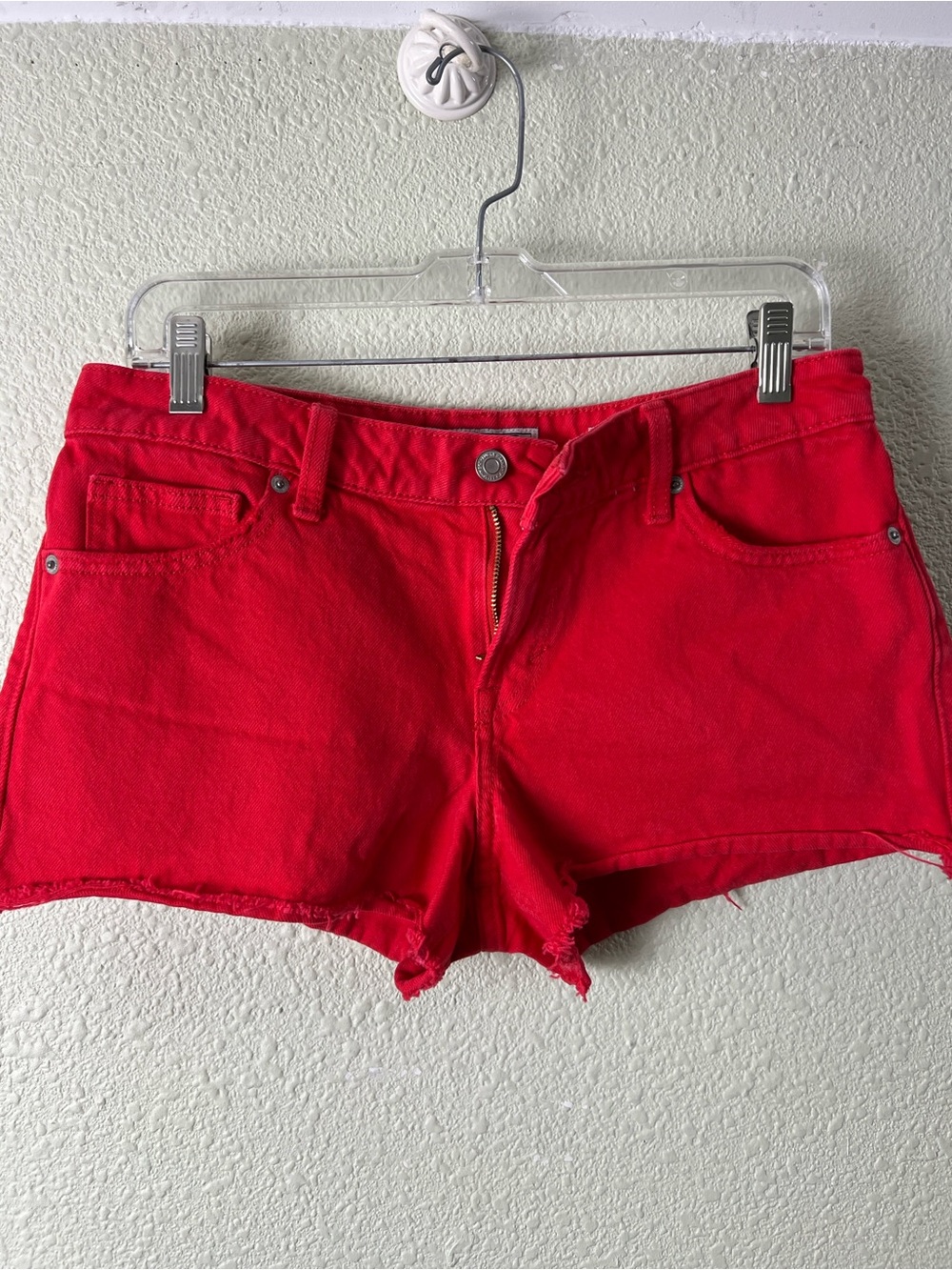 Lucky Brand Cut Off Red Cotton Jean Shorts Size 27